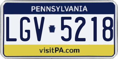 PA license plate LGV5218