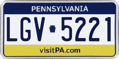 PA license plate LGV5221