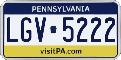 PA license plate LGV5222