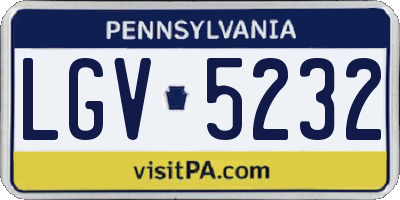 PA license plate LGV5232