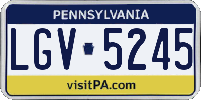 PA license plate LGV5245