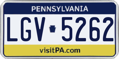 PA license plate LGV5262