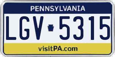 PA license plate LGV5315