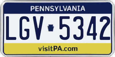PA license plate LGV5342