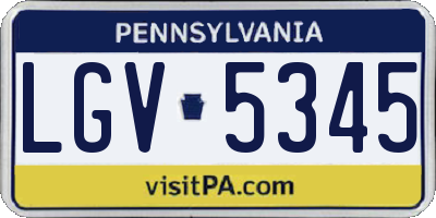 PA license plate LGV5345