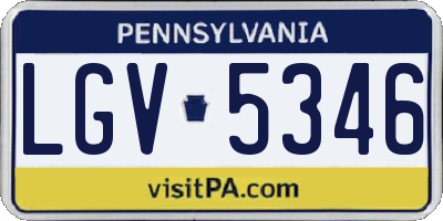 PA license plate LGV5346