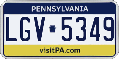 PA license plate LGV5349