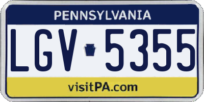 PA license plate LGV5355