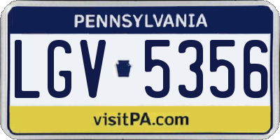 PA license plate LGV5356