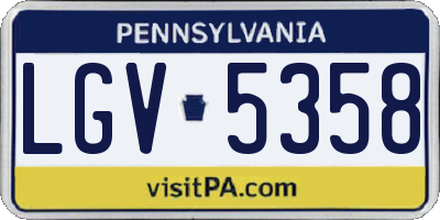PA license plate LGV5358