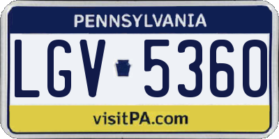 PA license plate LGV5360