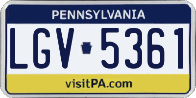 PA license plate LGV5361