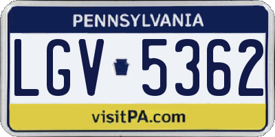PA license plate LGV5362