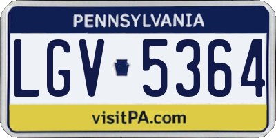 PA license plate LGV5364