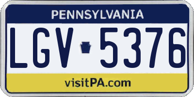 PA license plate LGV5376