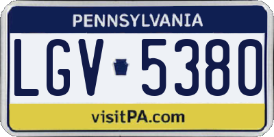 PA license plate LGV5380