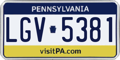 PA license plate LGV5381