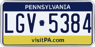 PA license plate LGV5384