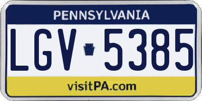 PA license plate LGV5385