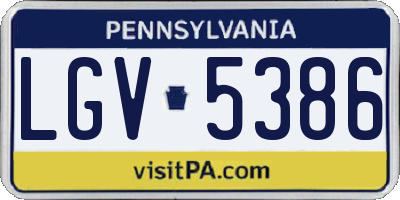 PA license plate LGV5386
