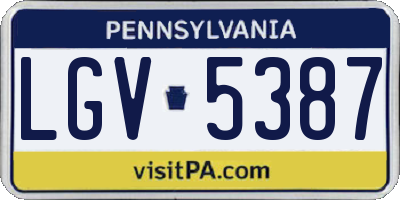 PA license plate LGV5387