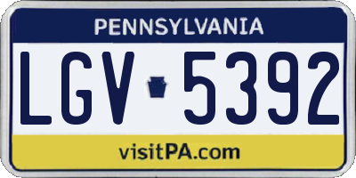 PA license plate LGV5392