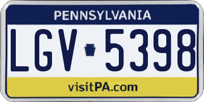 PA license plate LGV5398