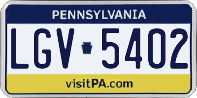 PA license plate LGV5402