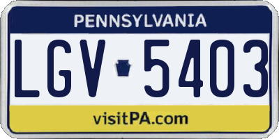 PA license plate LGV5403