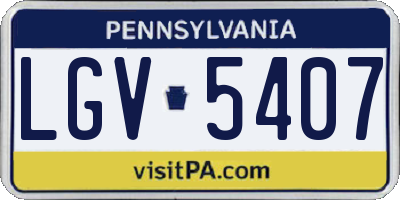 PA license plate LGV5407