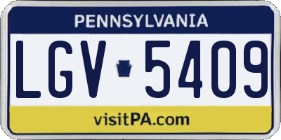 PA license plate LGV5409
