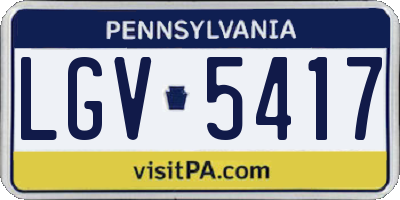 PA license plate LGV5417