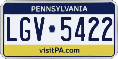 PA license plate LGV5422