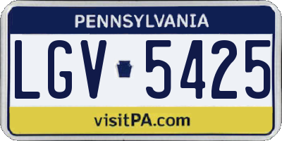 PA license plate LGV5425