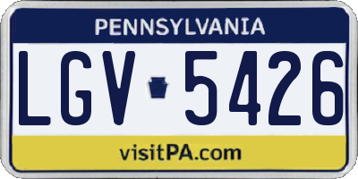 PA license plate LGV5426