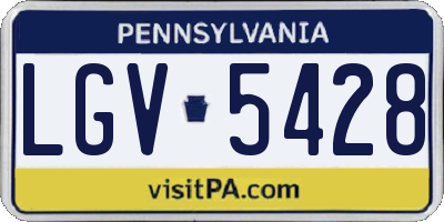 PA license plate LGV5428