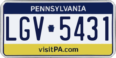 PA license plate LGV5431