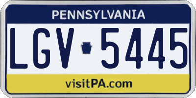 PA license plate LGV5445