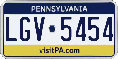 PA license plate LGV5454