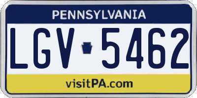 PA license plate LGV5462