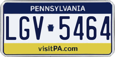 PA license plate LGV5464