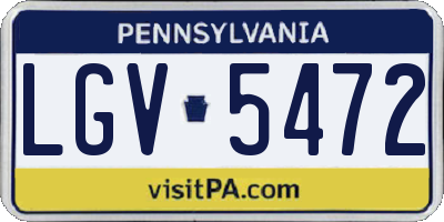 PA license plate LGV5472