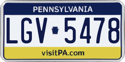 PA license plate LGV5478