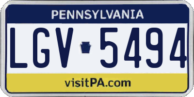 PA license plate LGV5494