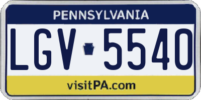 PA license plate LGV5540