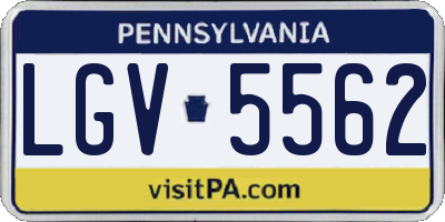 PA license plate LGV5562