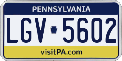 PA license plate LGV5602