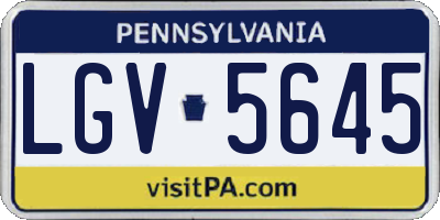 PA license plate LGV5645