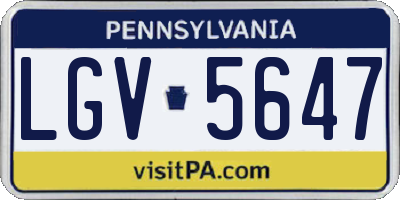 PA license plate LGV5647
