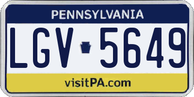 PA license plate LGV5649